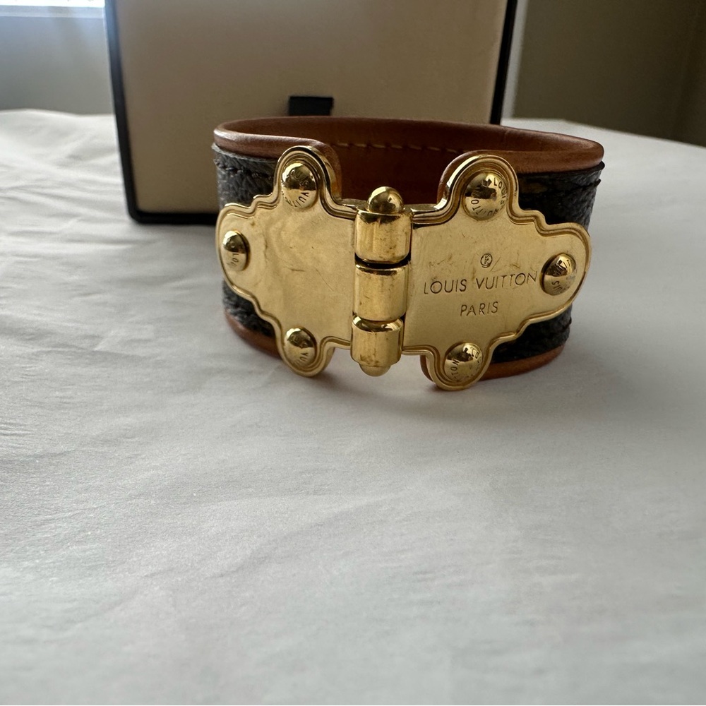 Louis Vuitton Black and Gold Cuff Bracelet